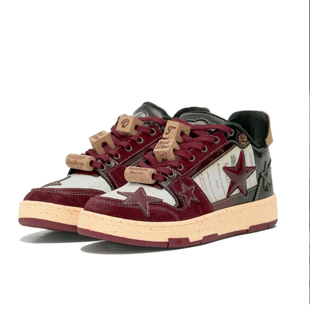 Red Wine Star Unisex Burgundy Red Fashion Skate Sneakers Men 5.5. Women 7